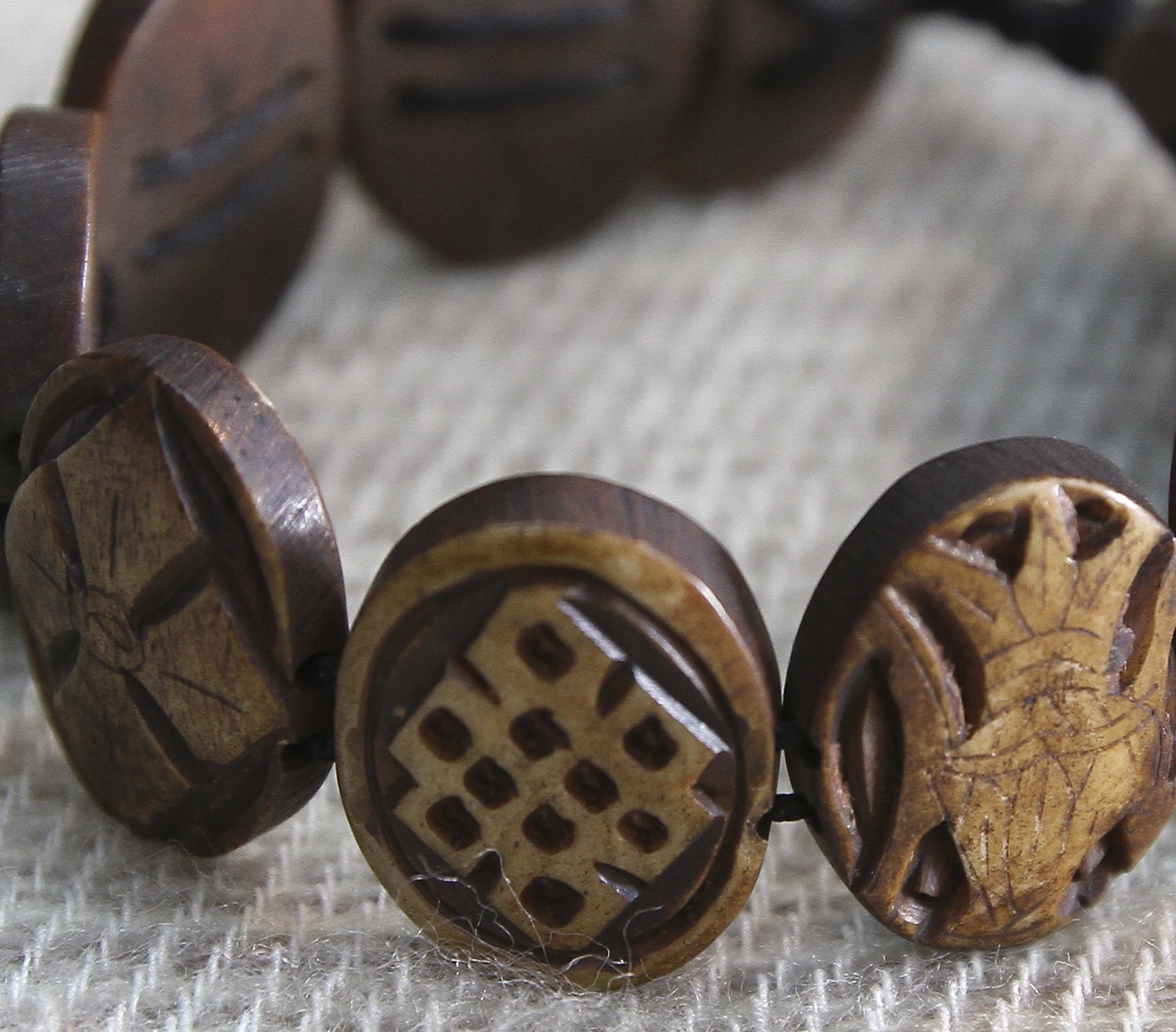 Handcarved Himalayan Bone Wrist Mala
