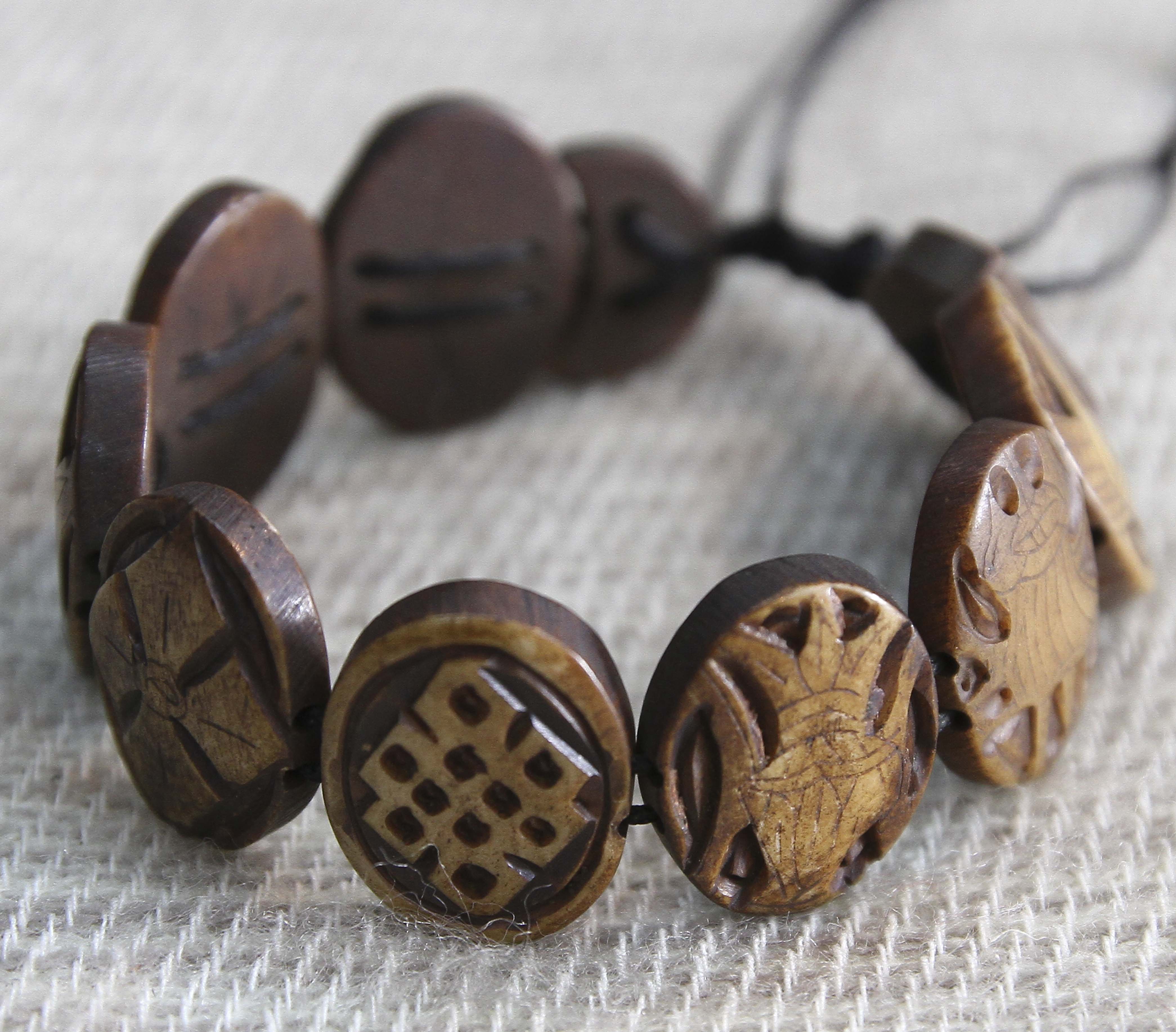 Handcarved Himalayan Bone Wrist Mala