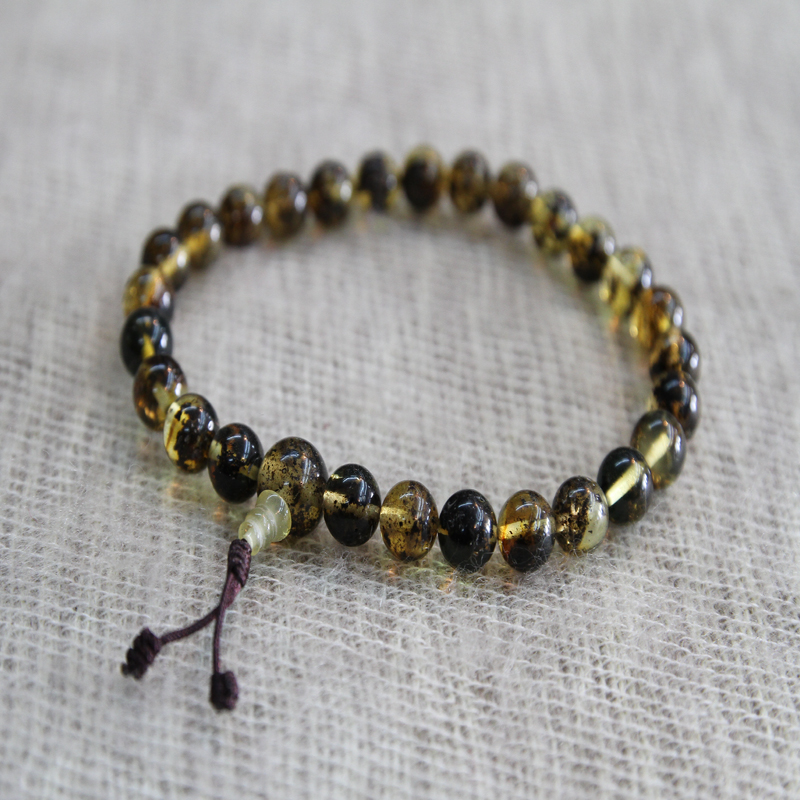 Consciousness Green Amber Wrist Mala