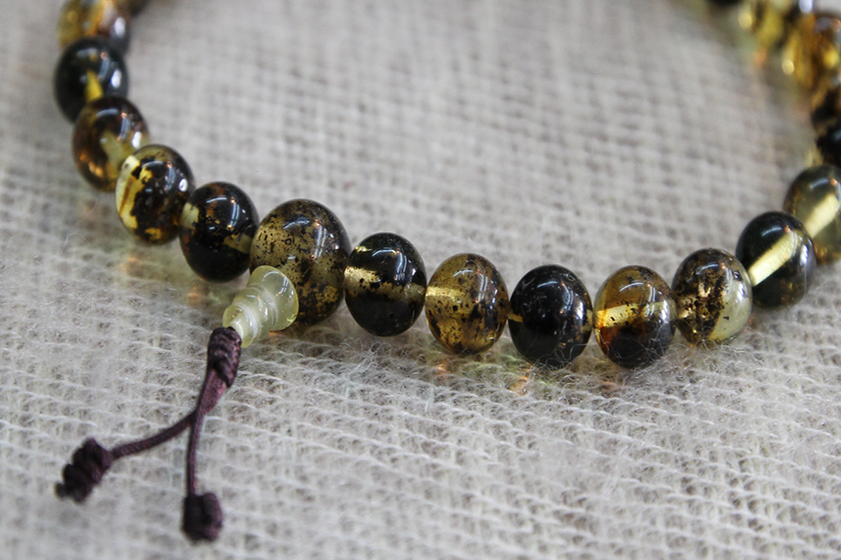 Consciousness Green Amber Wrist Mala